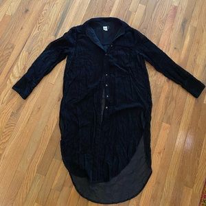 Long black duster shirt from Anthropologie